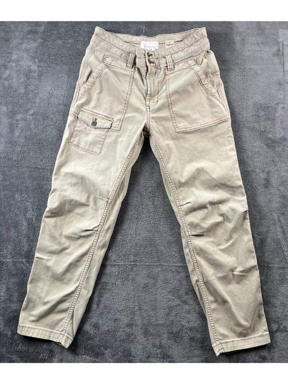 Anthropologie The Wander Cargo Pants Tan Red Stitched Women's Size 28